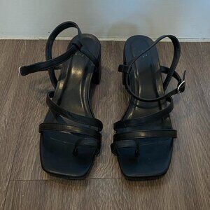A New Day Black Strappy Mule Heels Size 8.5